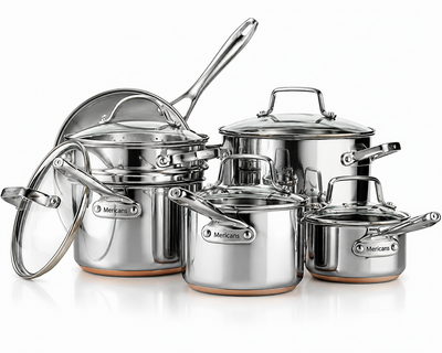 Mericans 12-Piece 5-Ply Copper Core Stainless Steel Cookware Set