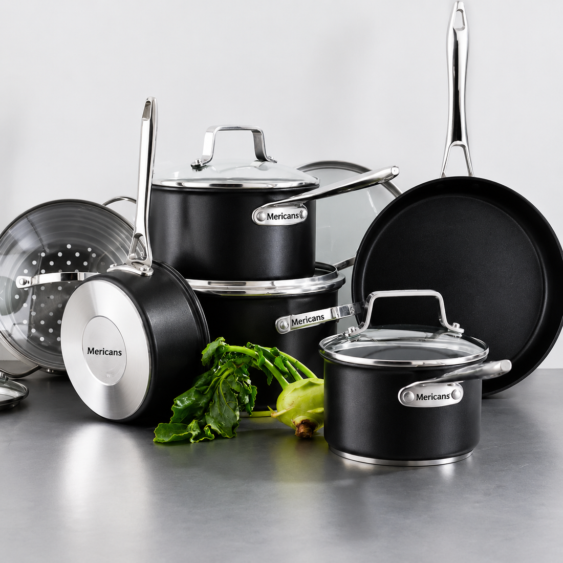 Mericans 12-Piece Hard-Anodized Nonstick Cookware Set
