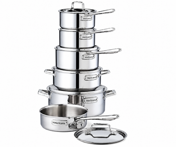 Mericans Professional 12-Piece 3-Ply Stainless Steel Cookware Set – Fully Clad, Induction Compatible