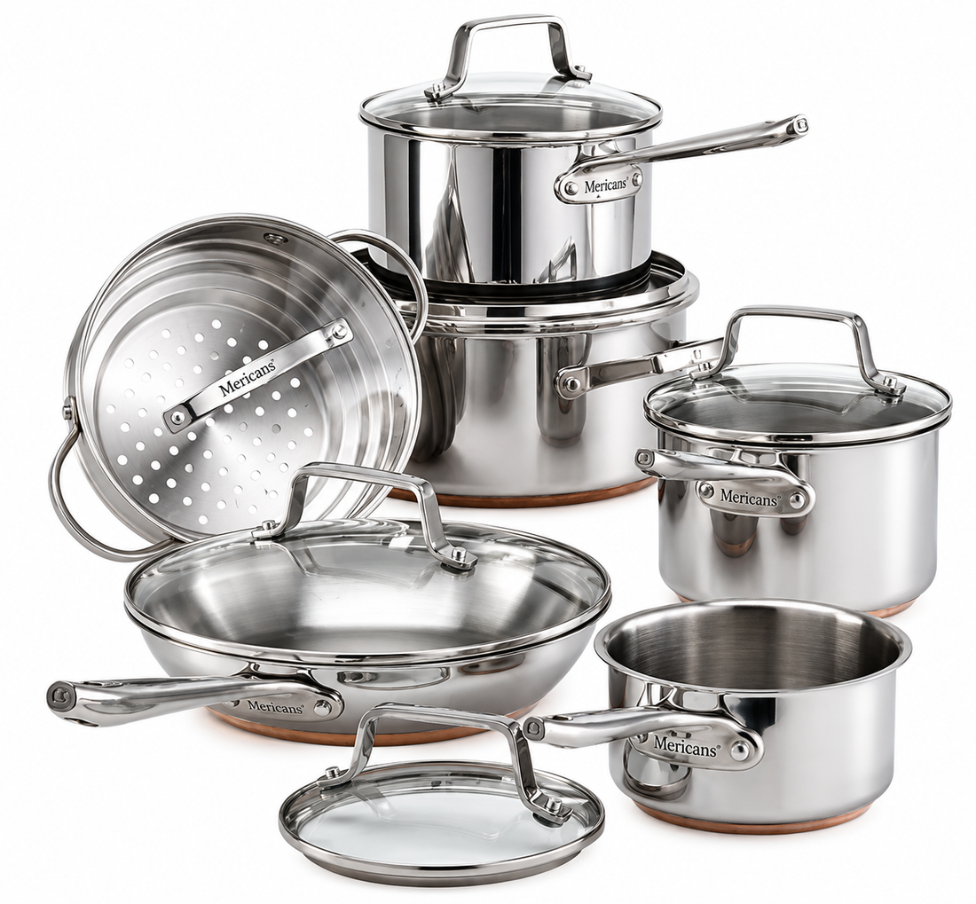 Mericans 12-Piece 5-Ply Copper Core Stainless Steel Cookware Set