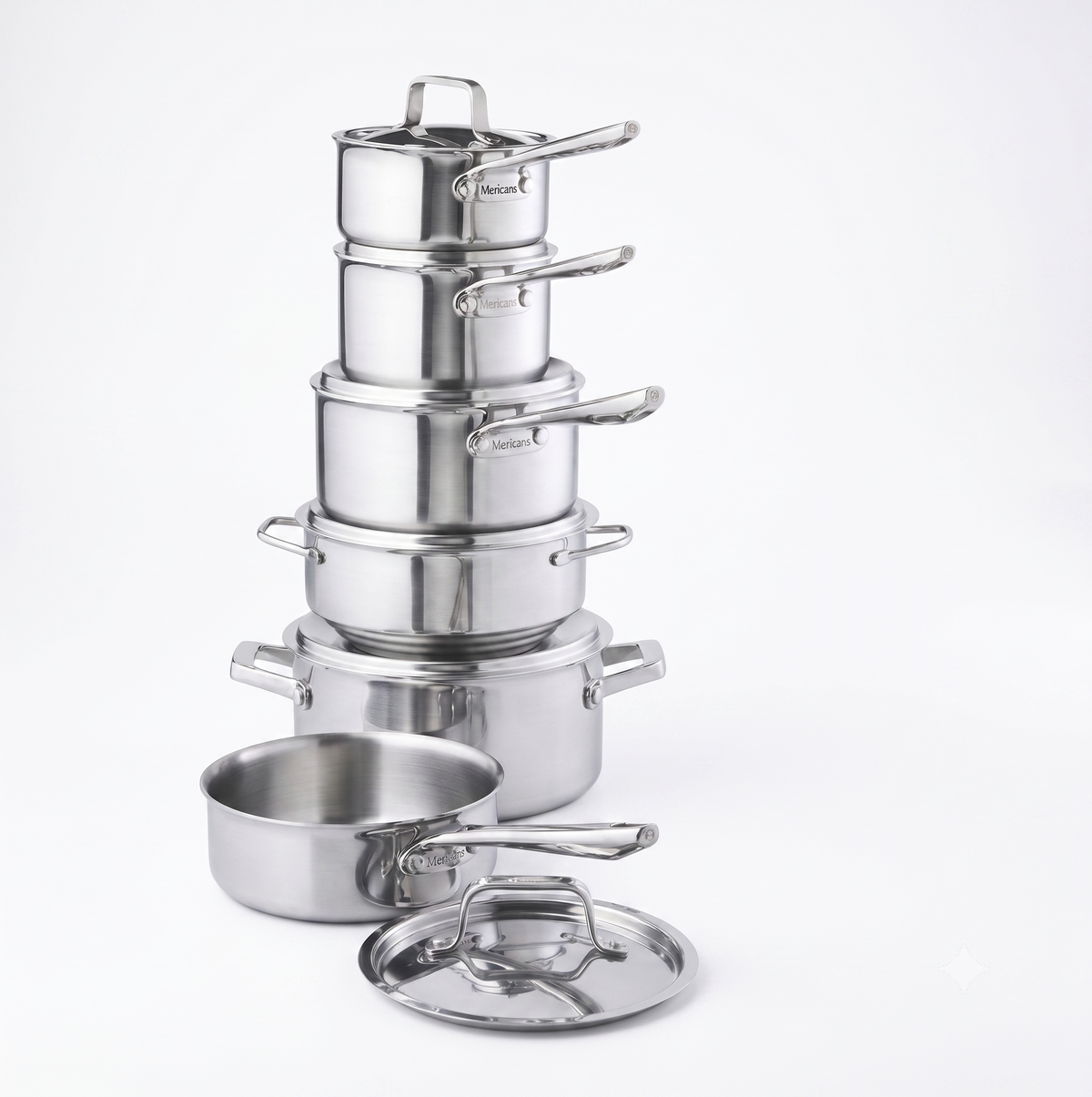 Mericans Professional 12-Piece 5-Ply Copper Core Stainless Steel Cookware Set