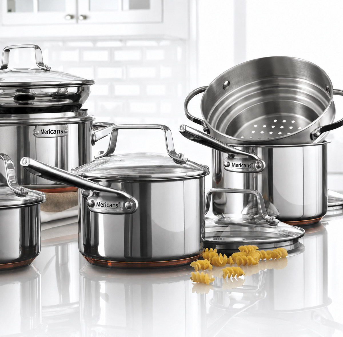 Mericans 12-Piece 5-Ply Copper Core Stainless Steel Cookware Set