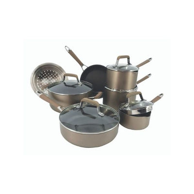 Mericans Classic 12-Piece Champagne Bronze Nonstick Aluminum Cookware Set