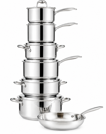 Mericans Signature 13-Piece 3-Ply Stainless Steel Cookware Set