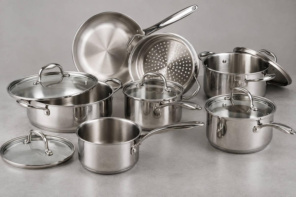 Mericans Signature 13-Piece 3-Ply Stainless Steel Cookware Set