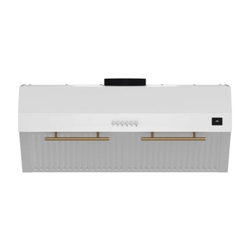 Forno Bari 30-Inch Under-Cabinet Range Hood, 400 CFM, White with Antique Brass Handles (Model FRHUC5255-30WHT)