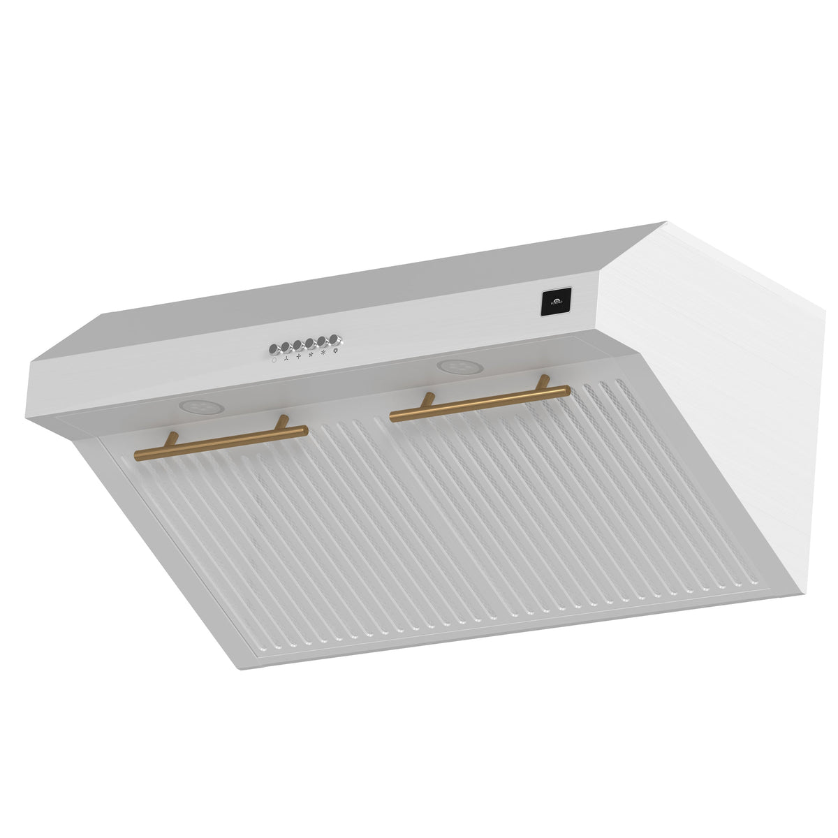 Forno Bari 30-Inch Under-Cabinet Range Hood, 400 CFM, White with Antique Brass Handles (Model FRHUC5255-30WHT)