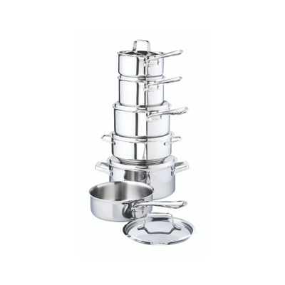 Mericans Professional 12-Piece 3-Ply Stainless Steel Cookware Set – Fully Clad, Induction Compatible