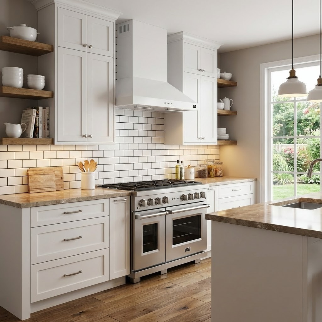 Forno Bari 30-Inch Under-Cabinet Range Hood, 400 CFM, White with Stainless Steel Handles (Model FRHUC5255-30WHT)