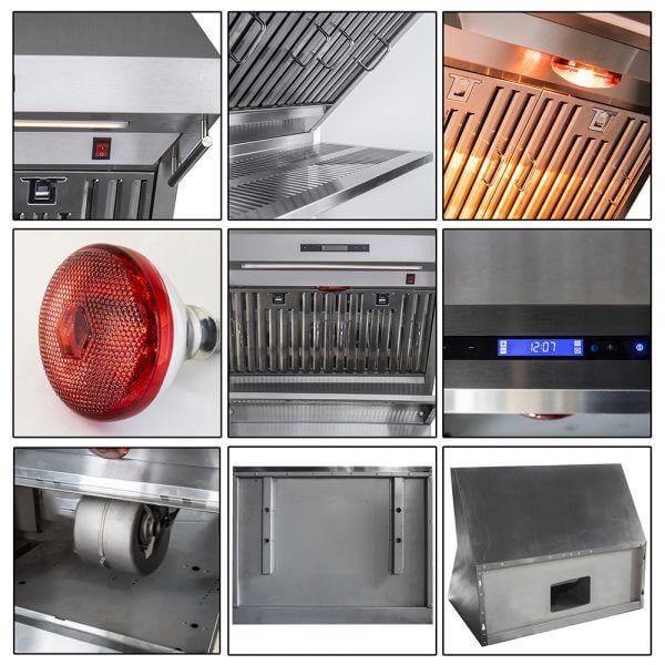 Forno Savona 30-Inch Wall-Mounted Range Hood with Backsplash, Shelf, and Red Warming Light – Model FRHWM5029-30HB